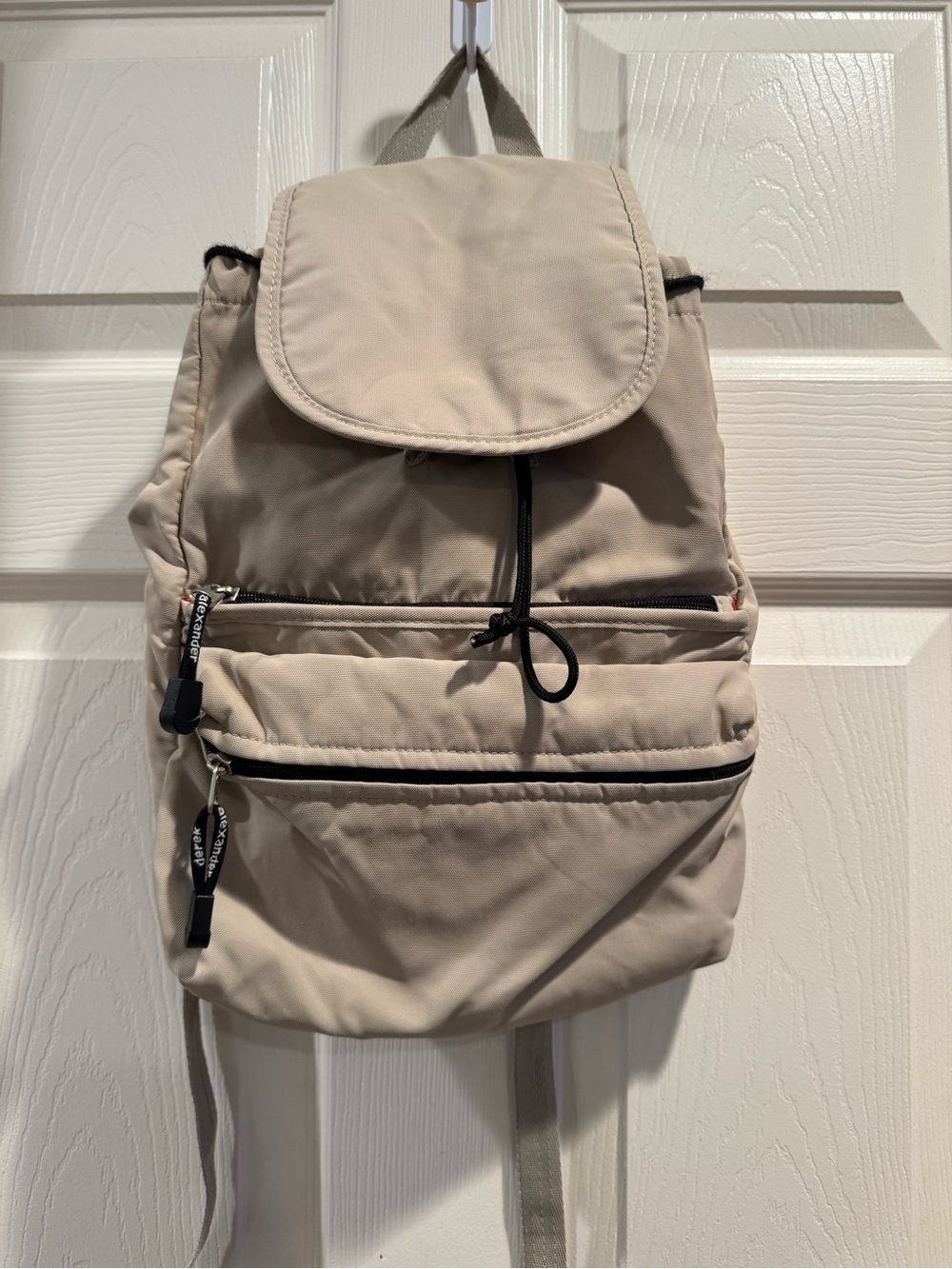 Derek Alexander Nylon Flap Backpack Beige Khaki Organizers Lightweight
